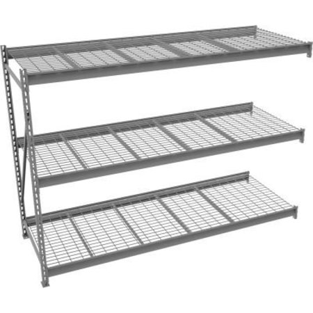 TENNSCO Tennsco Bulk Storage Rack - 48"W x 36"D x 96"H - Add-On - 3 Shelf Levels - Wire Deck - Medium Gray BU-483696WA-MGY